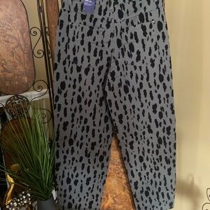 Scoop Herbal Olive Leopard Print Barrel Jean